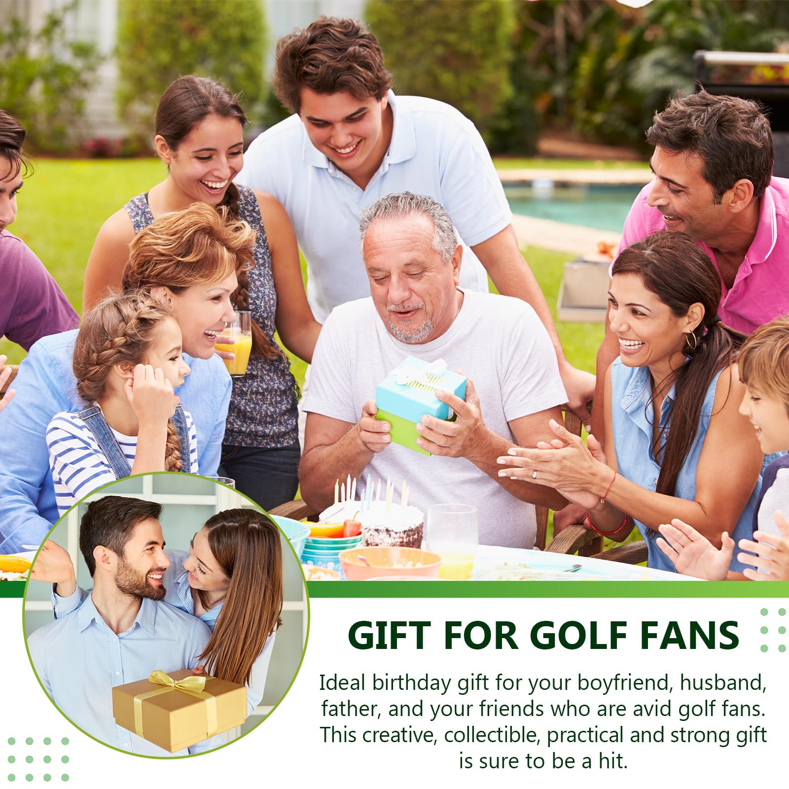 Threan 3 Piezas Juego de Regalo Pelota de Golf para Hombres Papás Tamaño Estándar