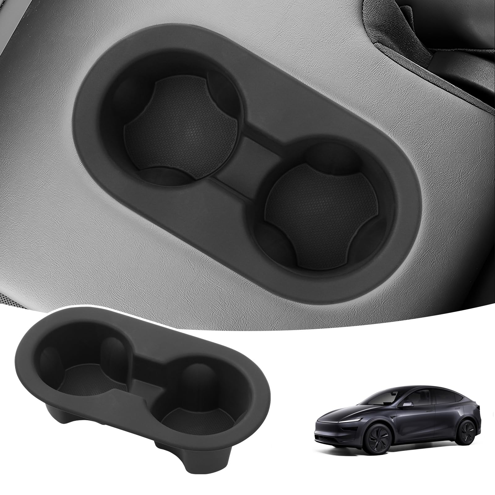 Shademax Car Cup Holder Insert for Tesla New Model Y Juniper 2026 2025 Interior Accessories Refreshed Model Y Rear Center Console Cup Holder Insert
