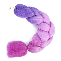 Vista 23 de Paquete de 3 extensiones de cabello sintético para trenzar de ganchillo de alta temperatura de 24 pulgadas (azul/azul cielo)