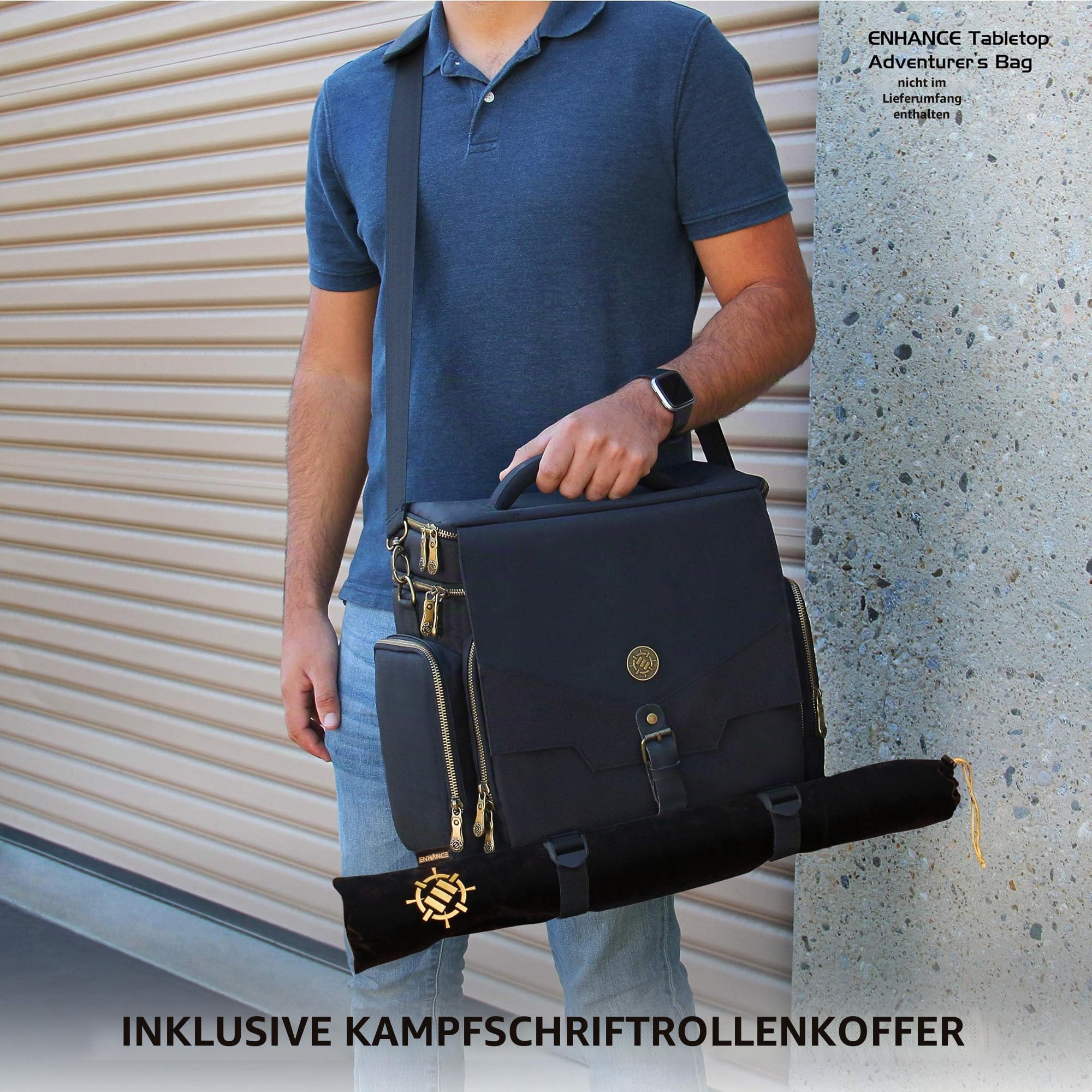 ENHANCE RPG-Gittermatte – Tisch-DND-Karte (61 x 91,4 cm), trocken abwischbare Rollenspielmatte, komplettes Gaming-Set, löschbare Kampfgitter-Spielmatte aus Pergament mit Reisetasche, Marker-Set