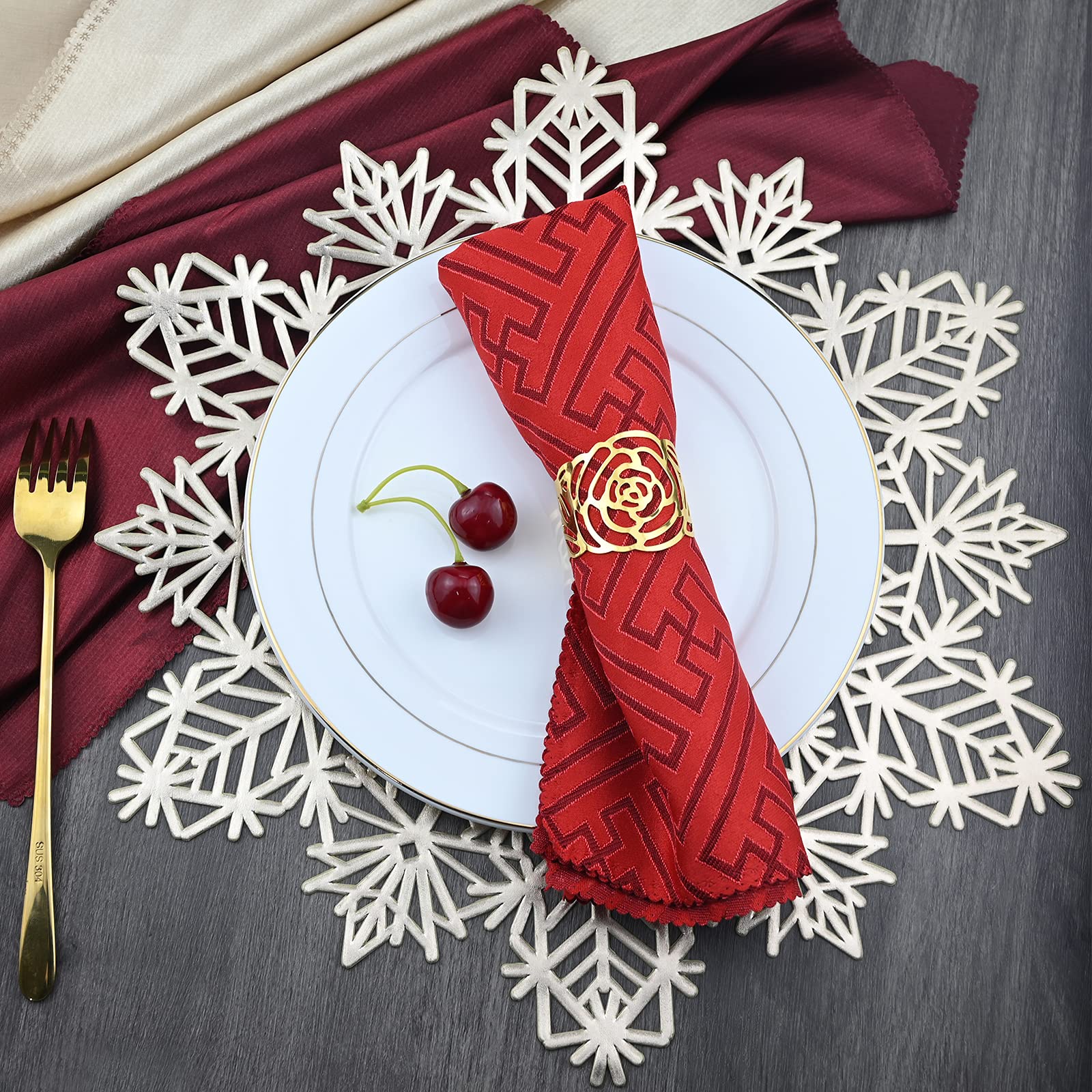 Kerst placemats goud, kerstplacemats, rond, wasbaar, 4 stuks Kerst placemats goud, kerstplacemats, rond, wasbaar, 4 stuks