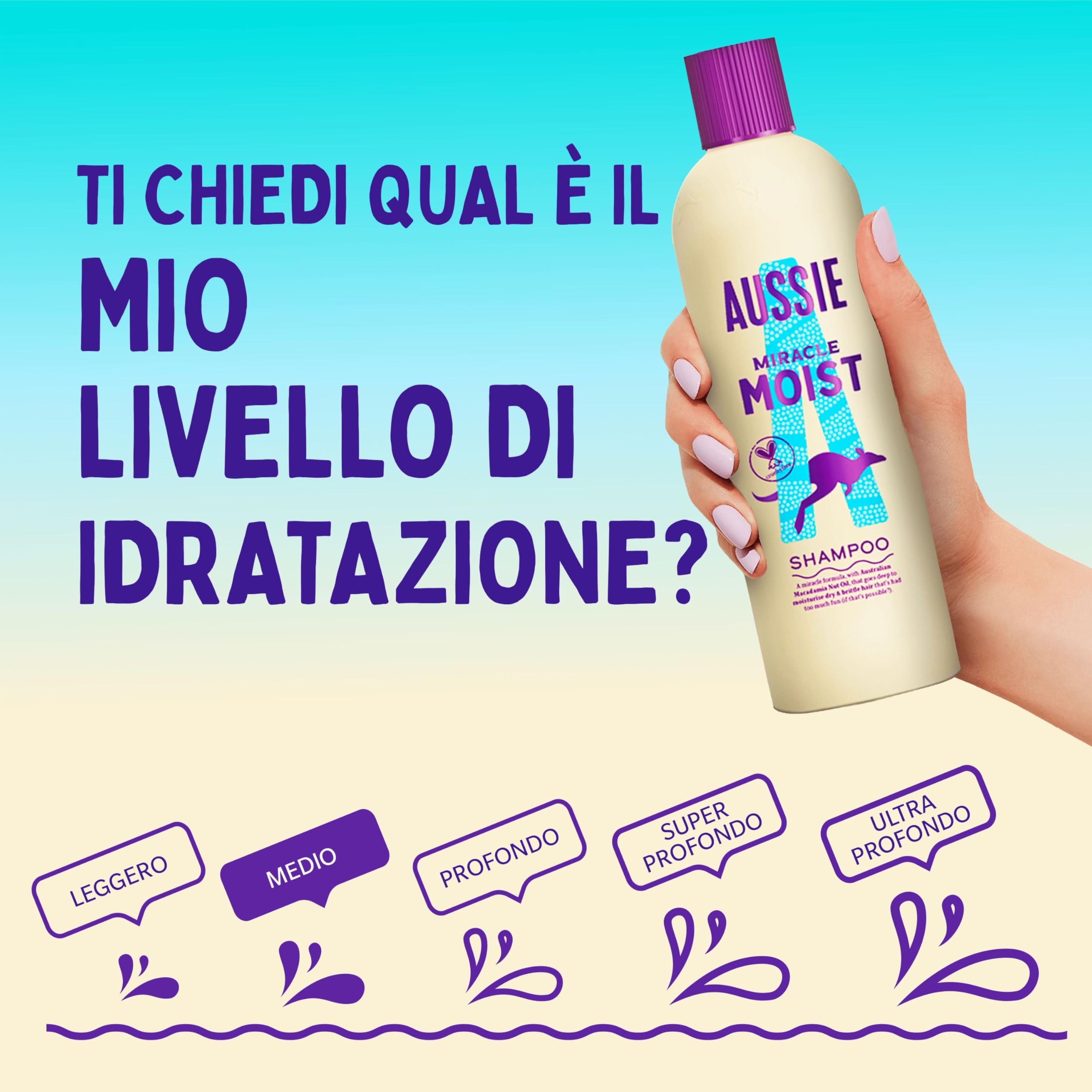 Aussie Miracle Moist Shampoo Idratante 1000ml, Formula Idratante per Rivitalizzare e Riparare Capelli Fragili e Secchi, Con Olio di Noci di Macadamia Australiane, Cruelty-Free