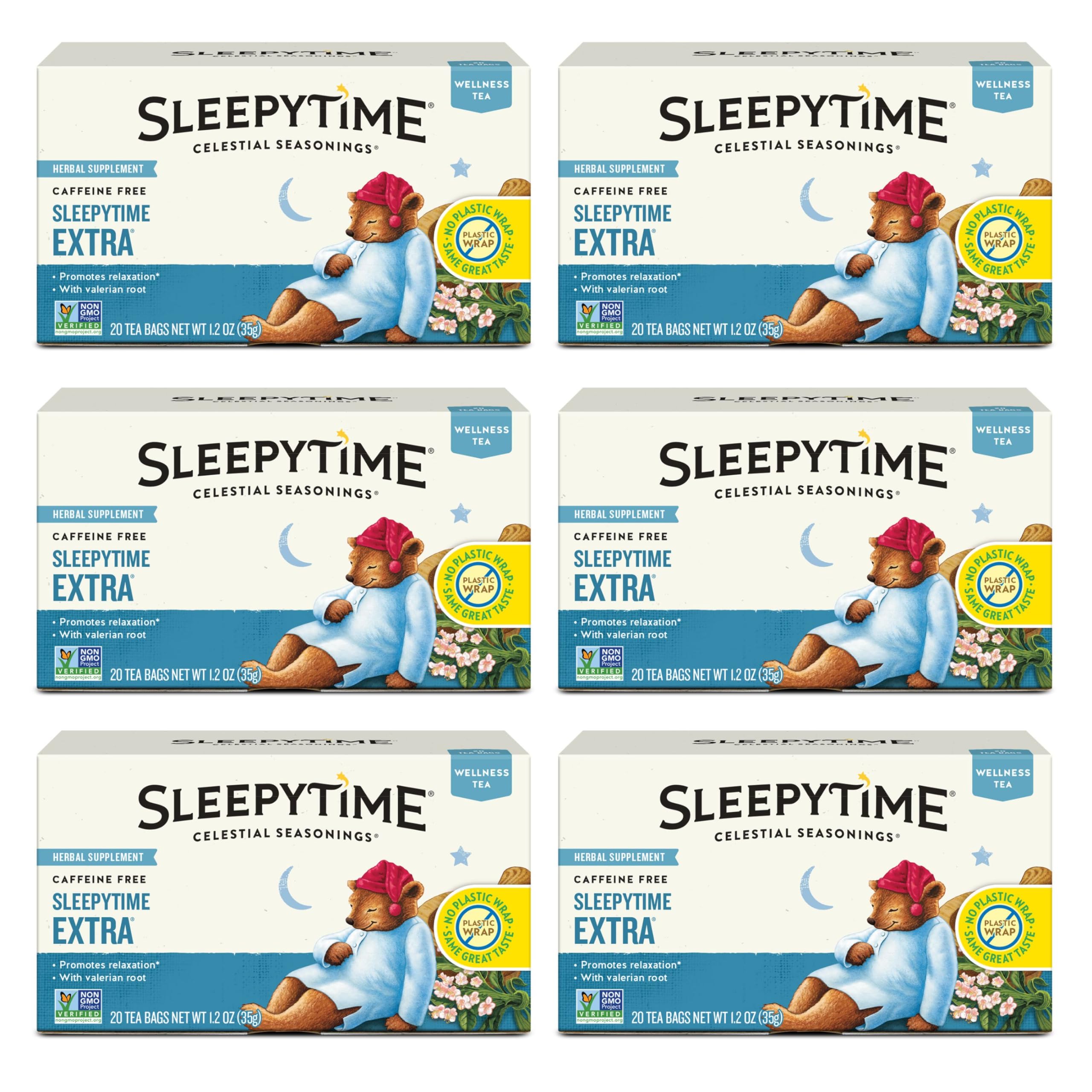 Celestial Seasonings Sleepytime Extra Herbal Tea, Promotes Relaxation, 20 Count (Pack of 6)