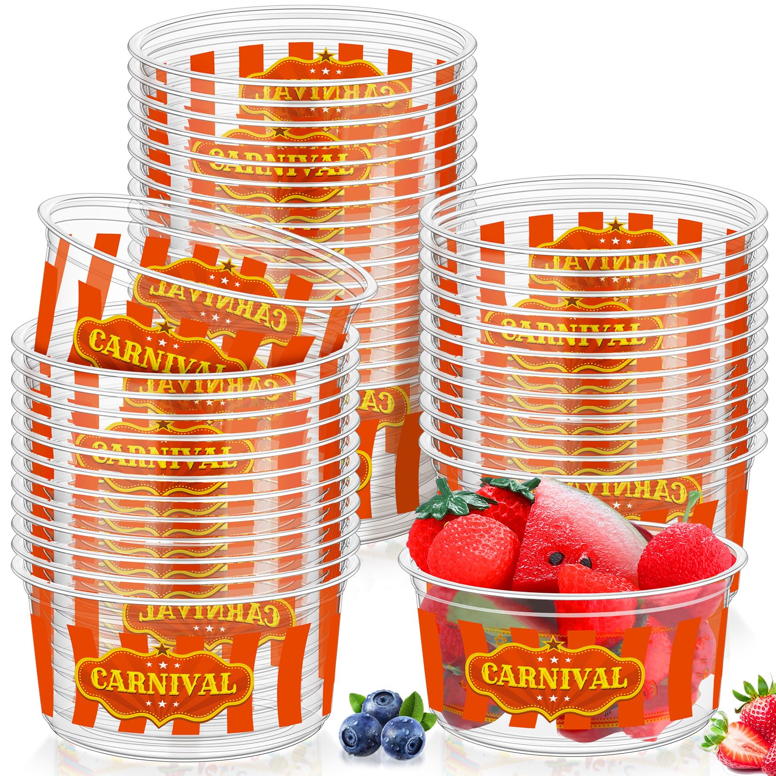 Sumind 50 Pcs Carnival Party Supplies 12 oz Carnival Plastic Bowls Disposable Tablewares Decorations Circus Food Serving Bowls for Guests Circus Themed Birthday Party Favors Supplies