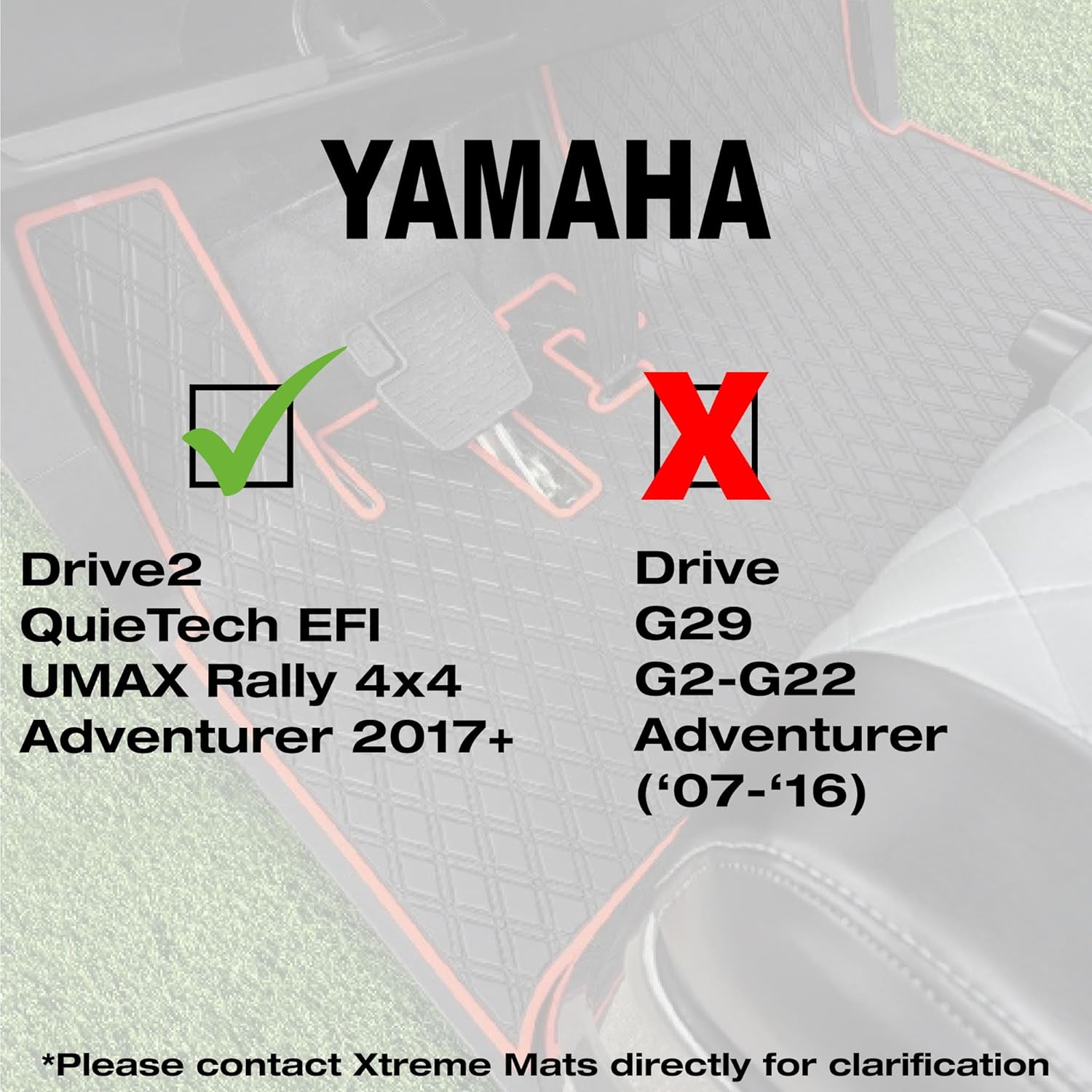 Xtreme Mats Dash Mat Compatible with 2017-2026 Yamaha Drive2 Golf Carts - Double Diamond Rubber Liner for GolfCar Cubbys and Dashes - Fits YAM DR2 only - Golf Cart Accessory