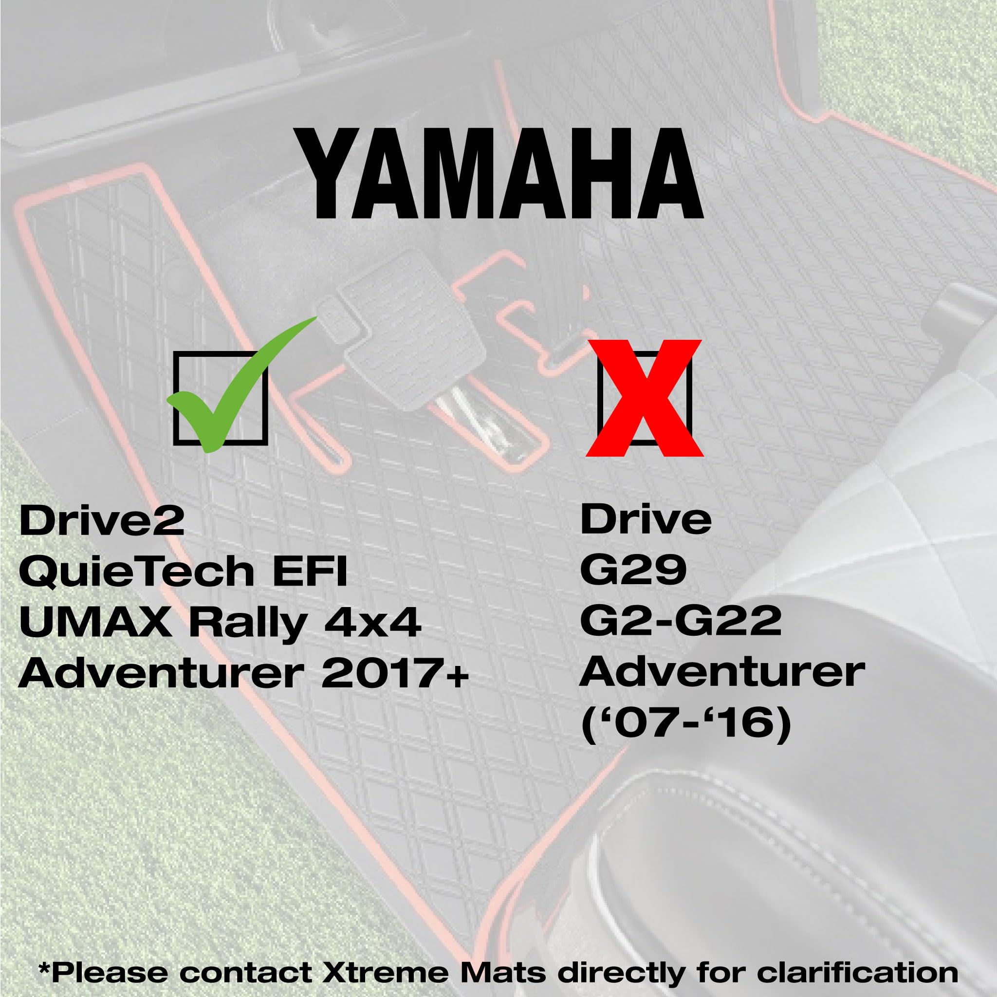 Xtreme Mats Compatible with Yamaha Drive2 Double Diamond Rubber Dash Liner Mat for Golf Cart Cubbys and Dashes - Fits YAM DR2 only - Golf Cart Accessory (Grey Trim, Yamaha Drive2)