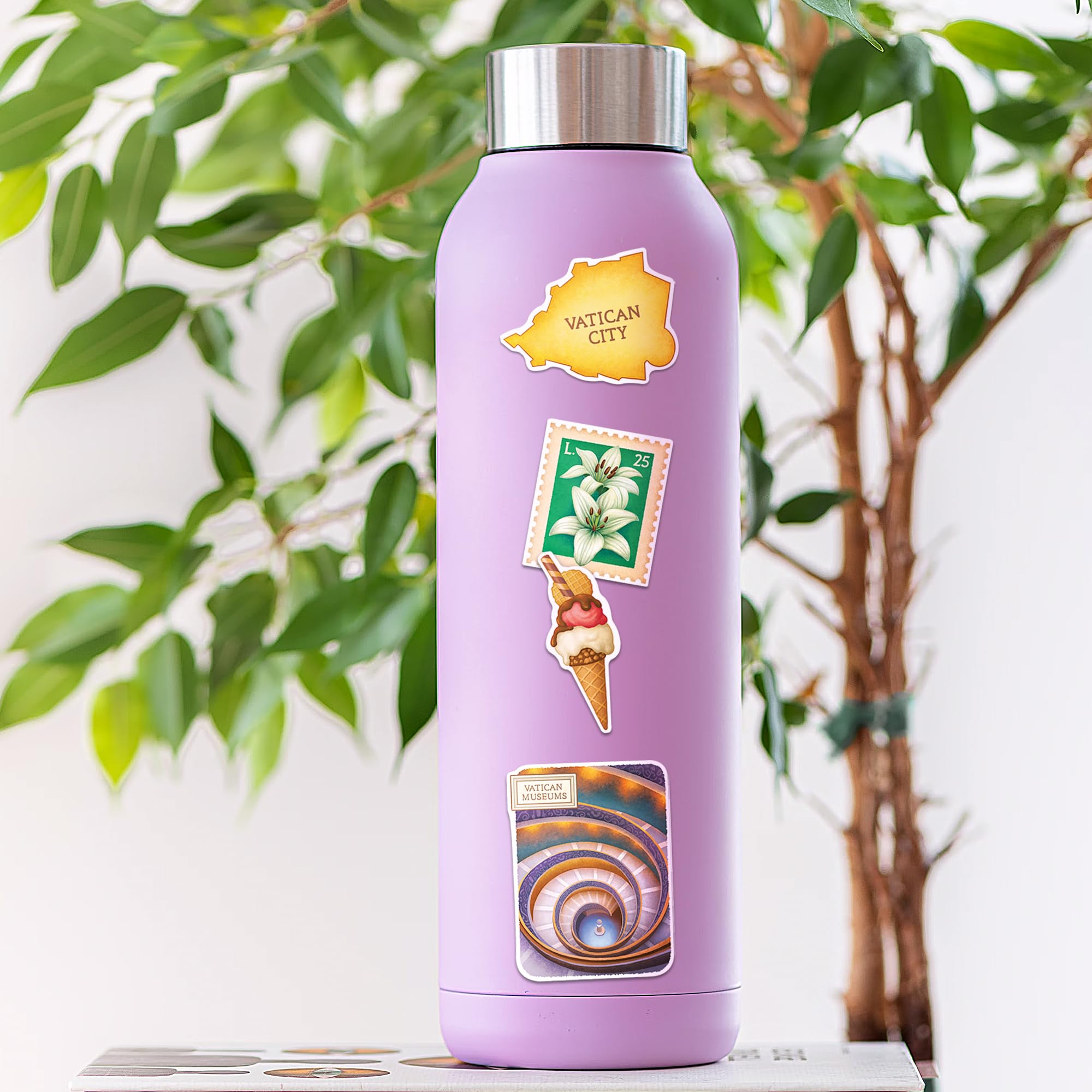 Navy Peony Historical Rome Travel Stickers (28pcs) - Gouache Style, Waterproof, Italy Roman Vatican-Themed Vacation Decals for Scrapbooks, Waterbottle - Image 7