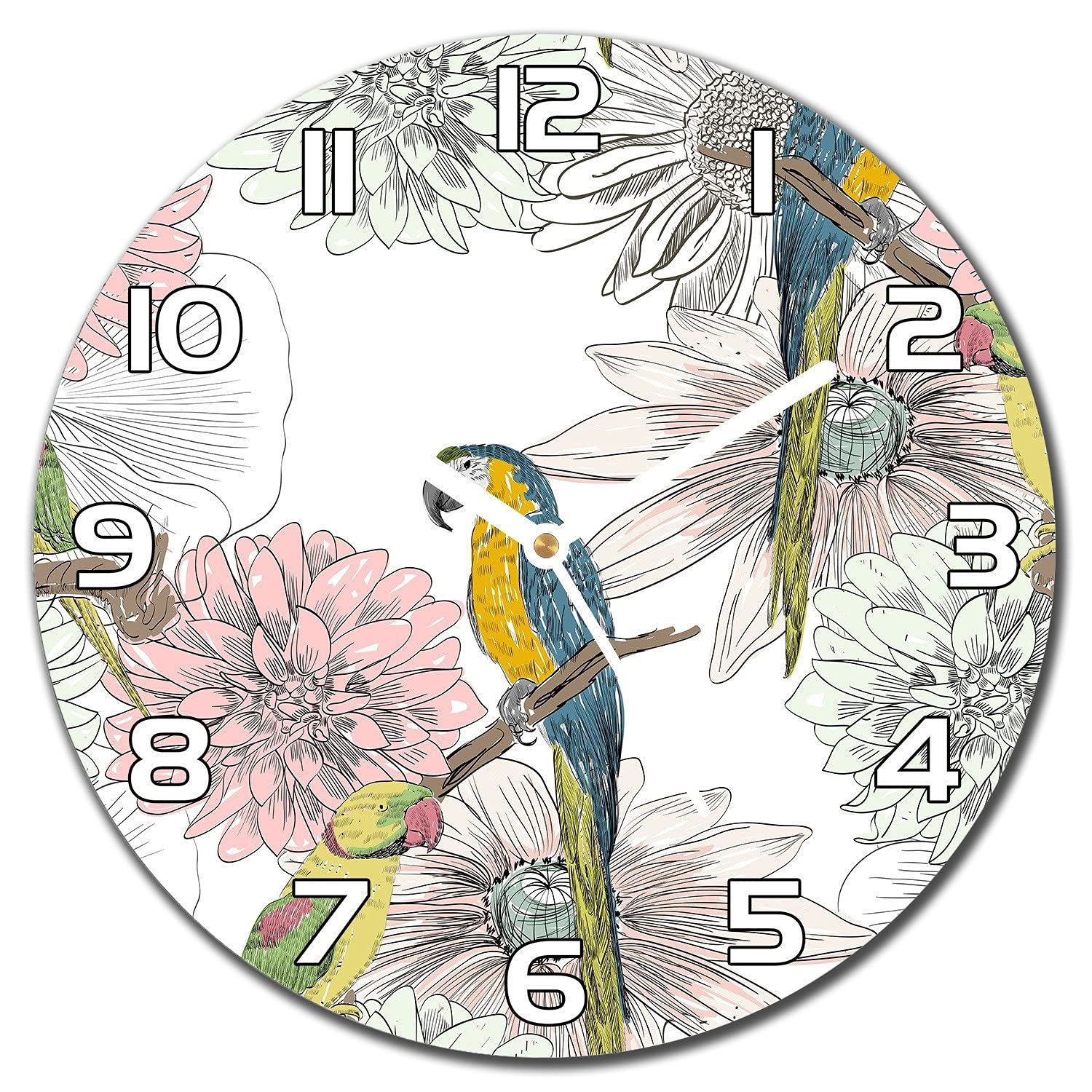 Horloge en verre de sécurité Coloray de 30 cm de diamètre avec aiguilles blanches épurées