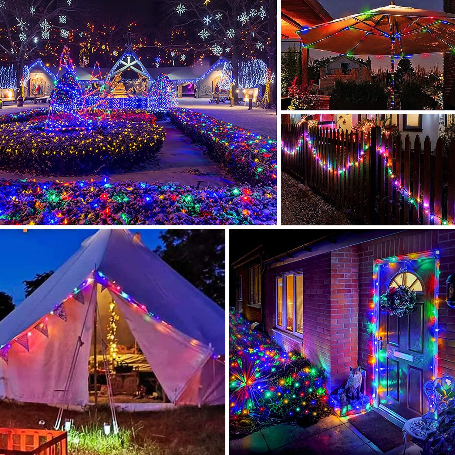 Luci Solari Fungo Da Giardino - 12 LED Multicolore, 7.5 Metri, 8 Modalità, Impermeabili IP44
