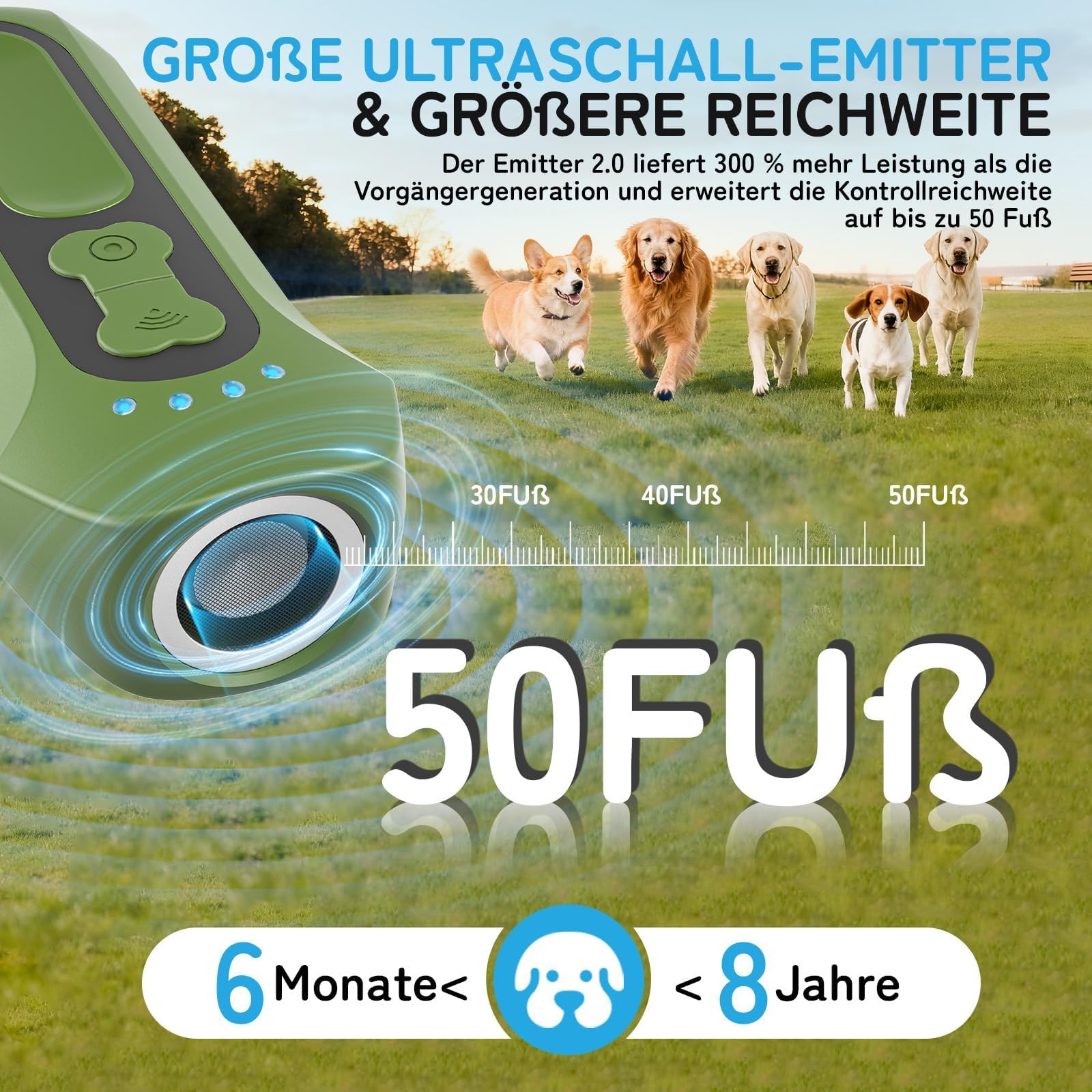 Anti Bell Gerät Hunde, Antibell Ultraschall Gerät, Tragbares Stopp-Bell-Gerät für Hunde, Sicher und Human, 65 Fuß Reichweite, Bellkontrolle für Innen/außen