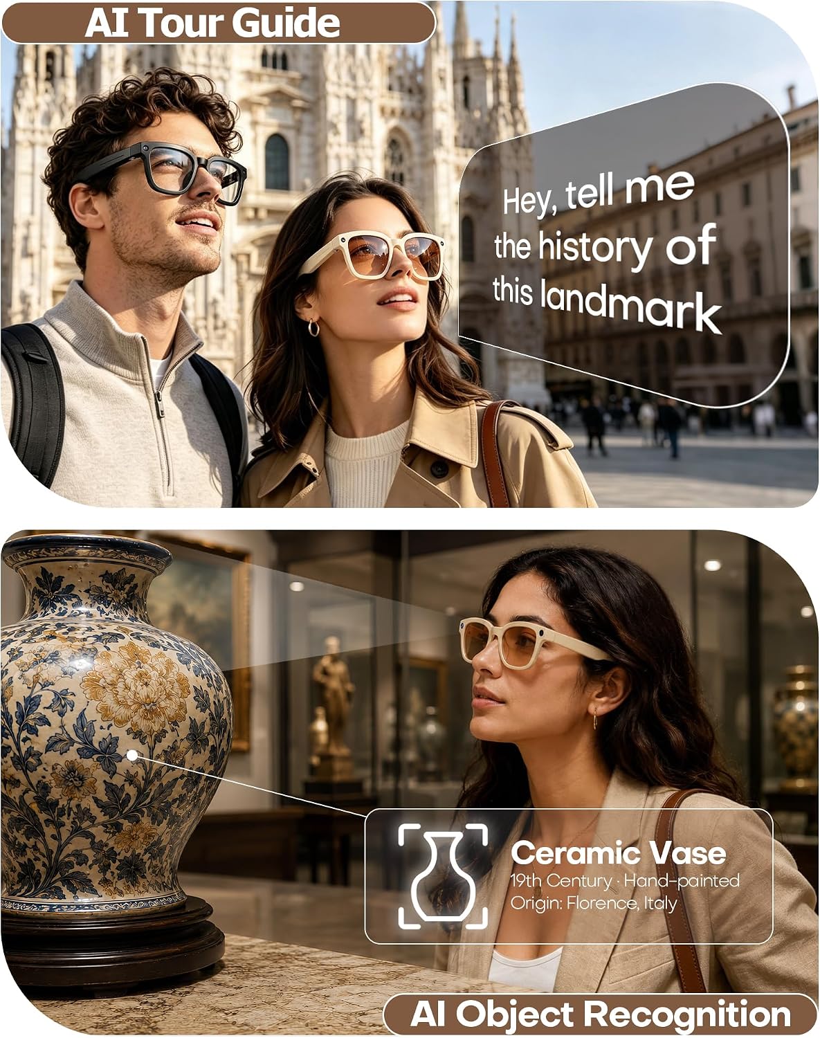 AI Smart Glasses with Camera and Realtime Translation (White+ Colror lens) image 4