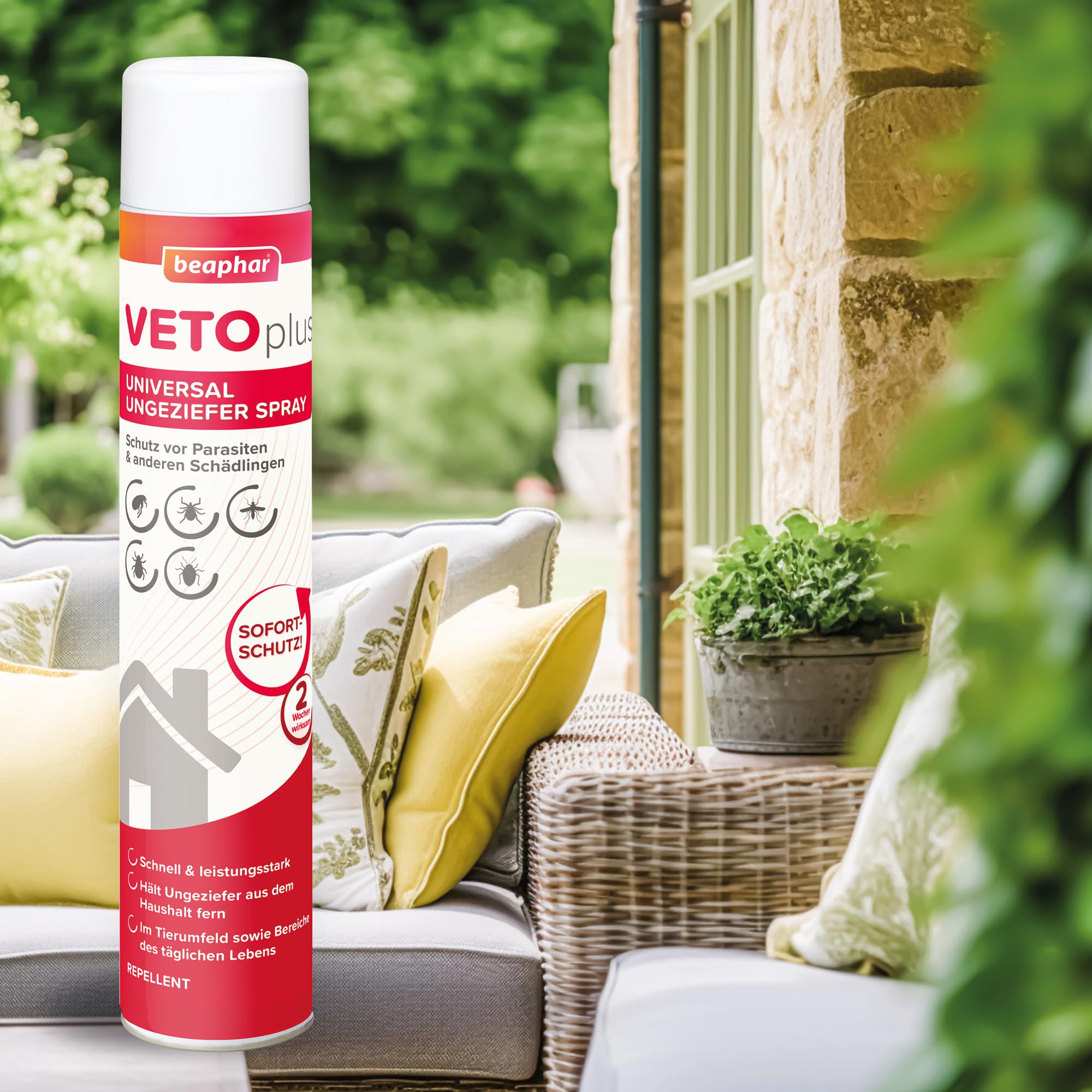BEAPHAR - VETOplus Universal Ungeziefer Spray - Geeignet Gegen Flöhe, Bettwanzen, Zecken, Mücken, Herbstgrasmilben - Sofortschutz, Bis Zu Zwei Wochen Wirksam - 750ml
