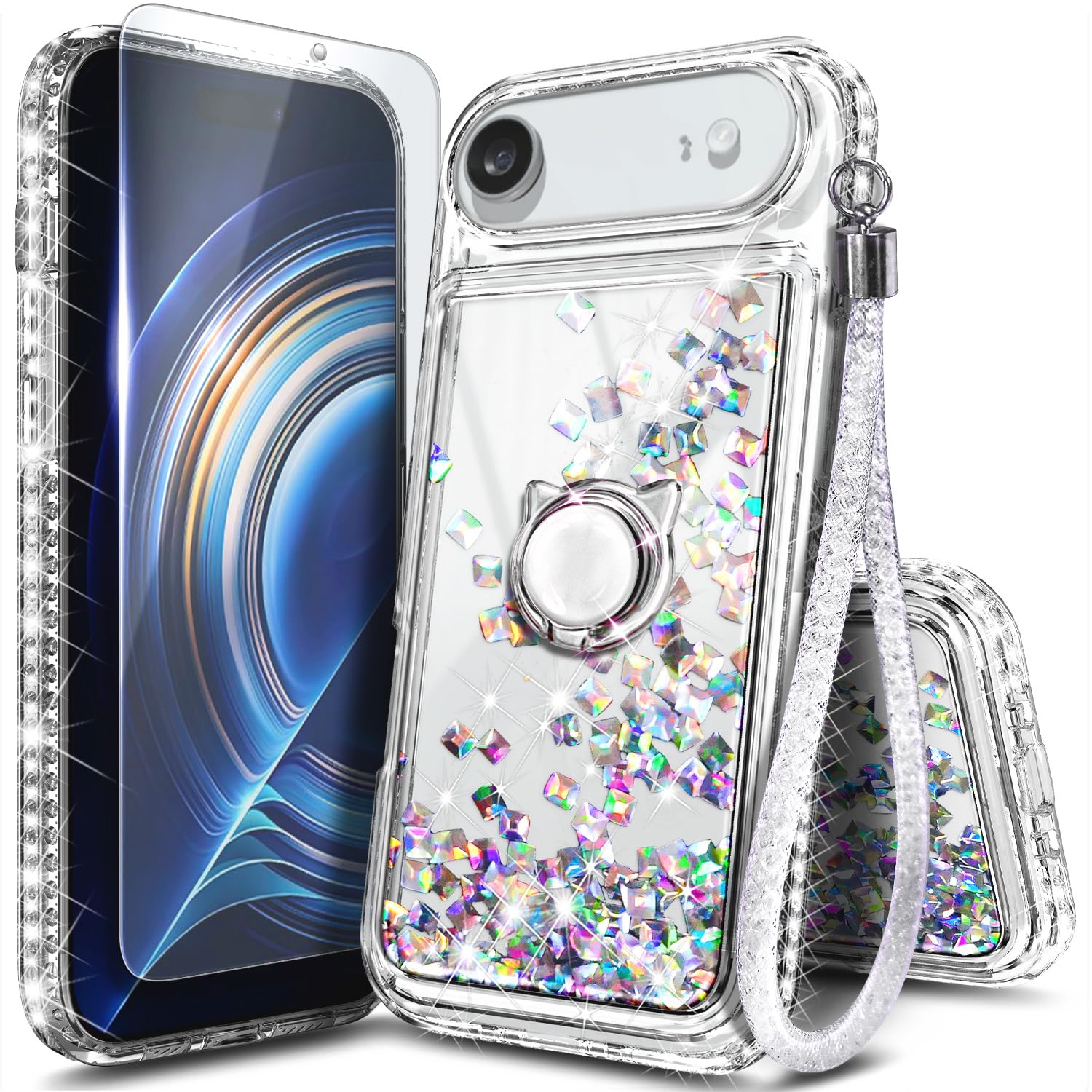NGB Designed for iPhone Air Case, Cute Liquid Glitter Crystal Gem