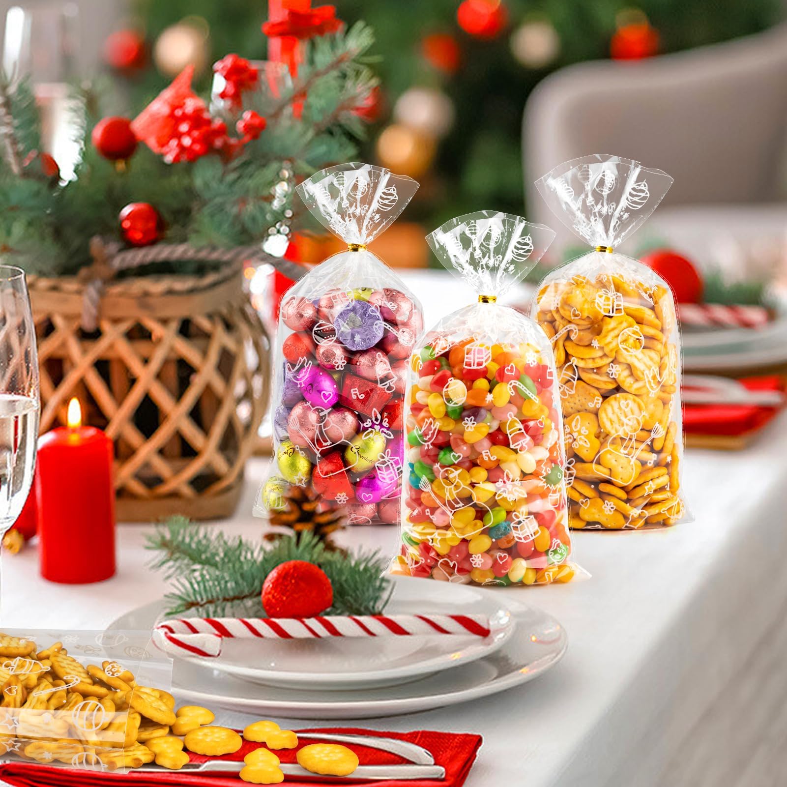 MELLIEX Lot De 100 Sachets De Bonbons De Noël, Sachets