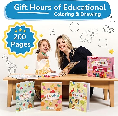 Miniatura 5 de TOYVENTIVE First Coloring Books - Crayones jumbo y bloc de dibujo para niños de 1 a 4 años, libros para colorear para niños de 2 a 4 años, libro de