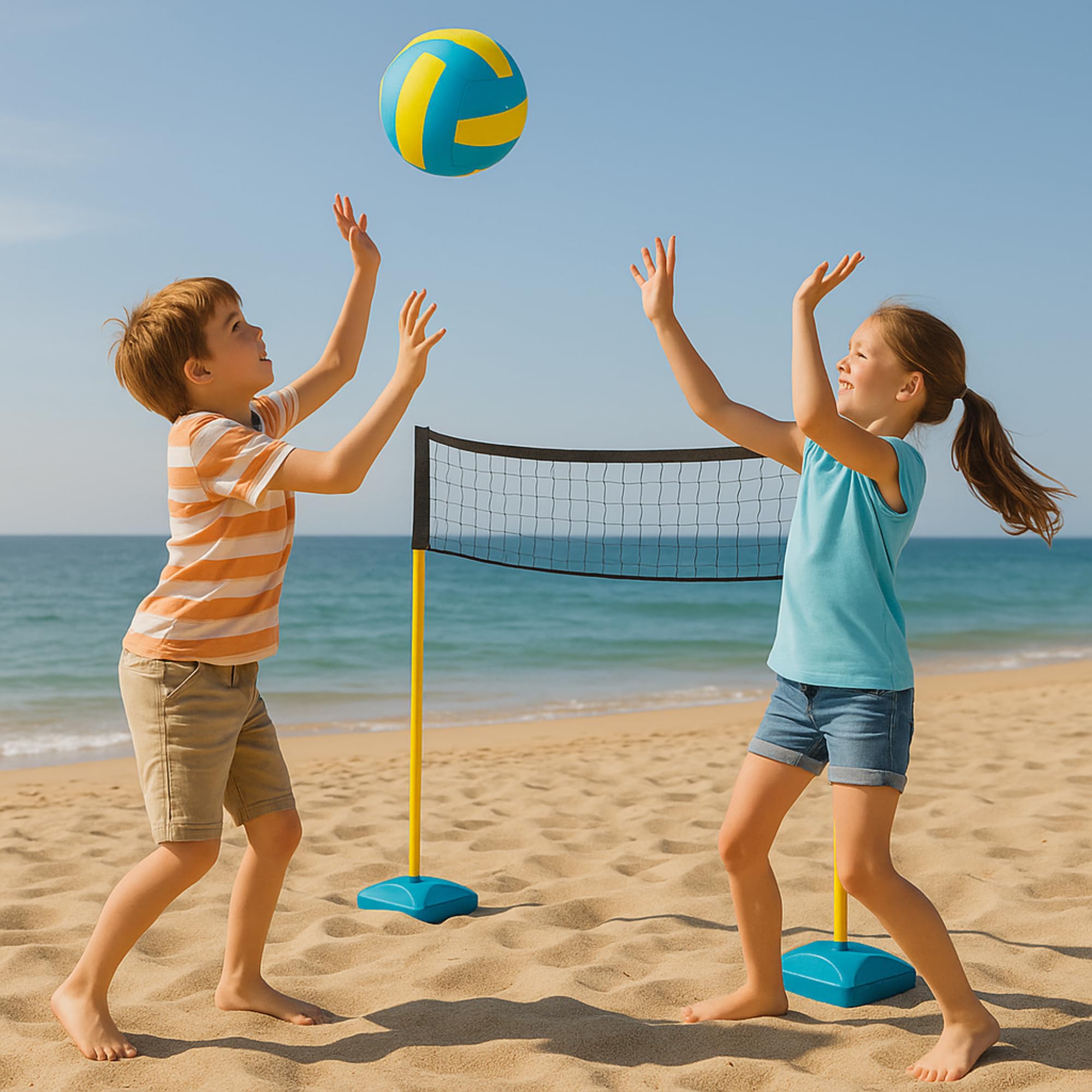Jeu extérieur 3 en 1 pour enfants Volley-ball, Tennis et Badminton