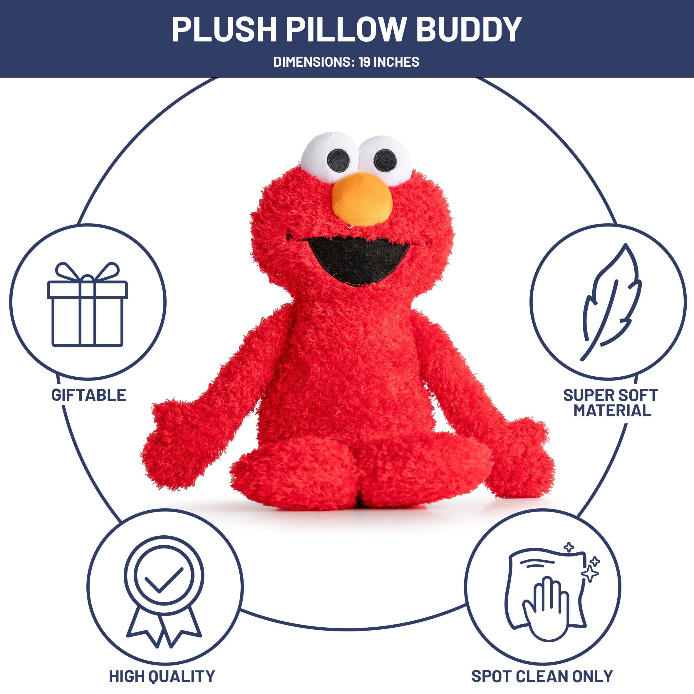 Jay Franco Sesame Street Plush Pillow Buddy - Soft Plushie Stuffed Pillow, 19 Inches, Red - Elmo - Image 2
