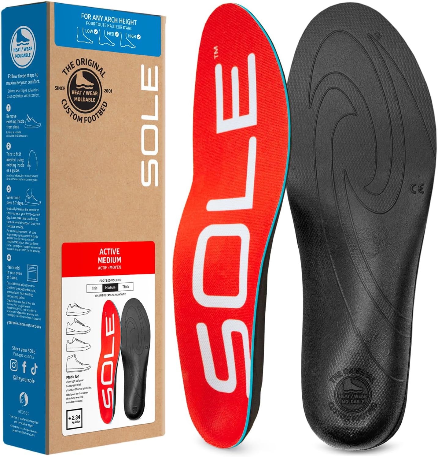 Sole Unisex Insole, Red, 5 UK
