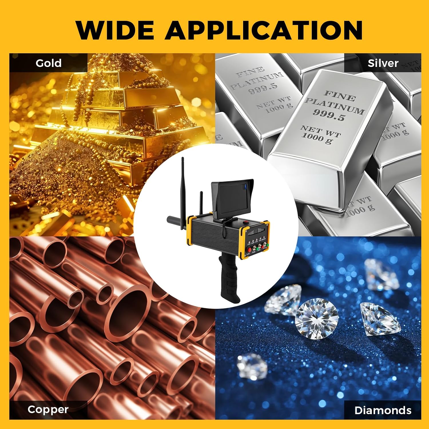 Professional Metal Scanner, AC100‑240V Metal Detector Gold Finder Underground Metal Scanner with High Definition Screen for Gold Silver Copper, US Plug