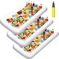 Vista 1 de JOYIN Paquete de 3 barras inflables para servir – Enfriador inflable para bufé de hielo, bandejas para servir ensaladas con tapón de drenaje