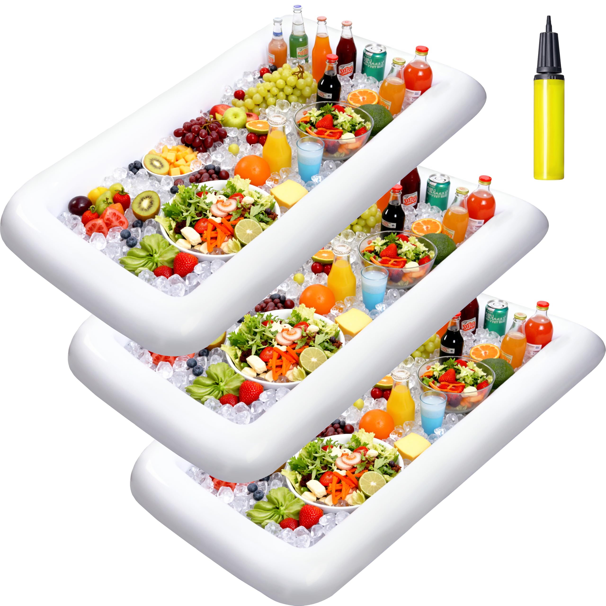 SLOOSH Lot De 2 Barres De Service Gonflables Avec Bouchon Vidange - Glacière Buffet Portable Intérieur Extérieur