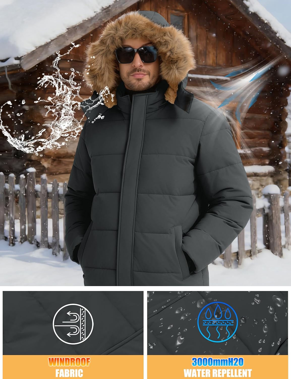 MAGCOMSEN Men's Winter Jacket Water Repellent Windproof Warm Thicken Fleece Lined Coat Warm Thicken Winter Parka Jacket - Image 5