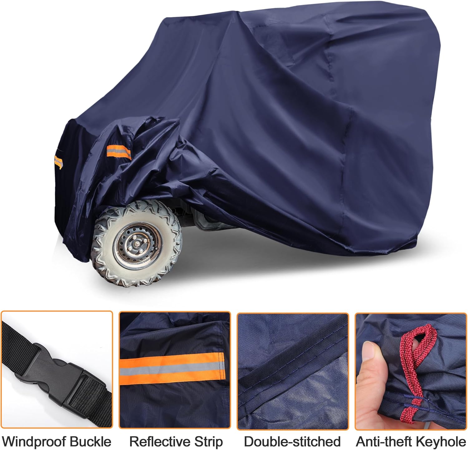 X AUTOHAUX UTV Cover for Honda Pioneer 700 Waterproof Side by Side Cover for Honda Pioneer 700-4 REC UTILITY Sun Rain Storage Protection 210D-PU Navy Blue 300x152x197cm