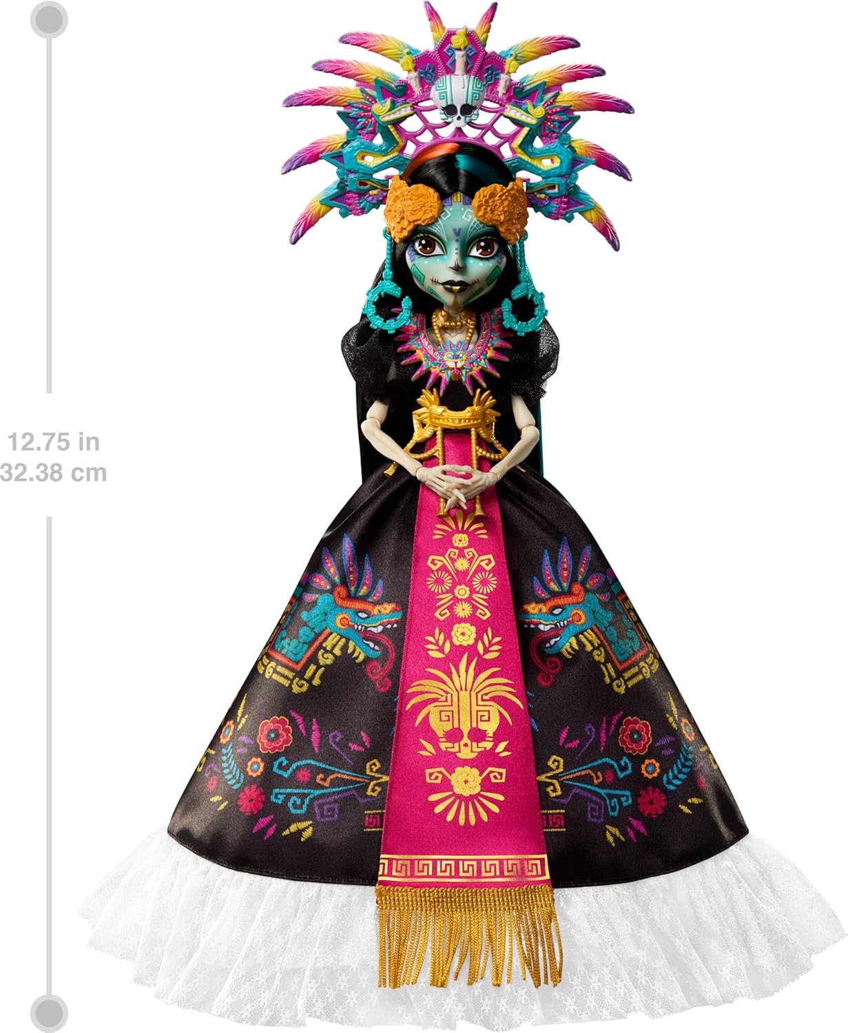 Monster High Doll, Skelita Calaveras Día de Muertos 2025 Collectible, Aztec-Inspired Gown with Vibrant Accessories Like Headdress and Necklace