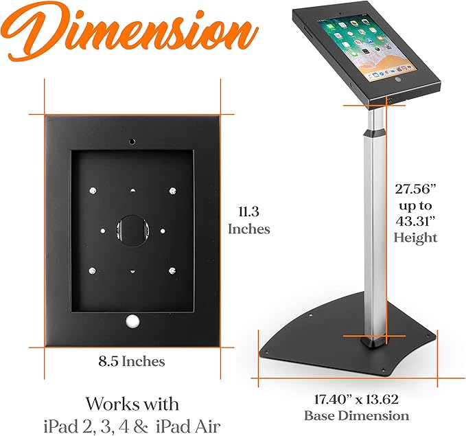 Soporte de Piso Antirrobo para Tablet Pyle, Ajustable 27.56"-43.31" miniatura 2