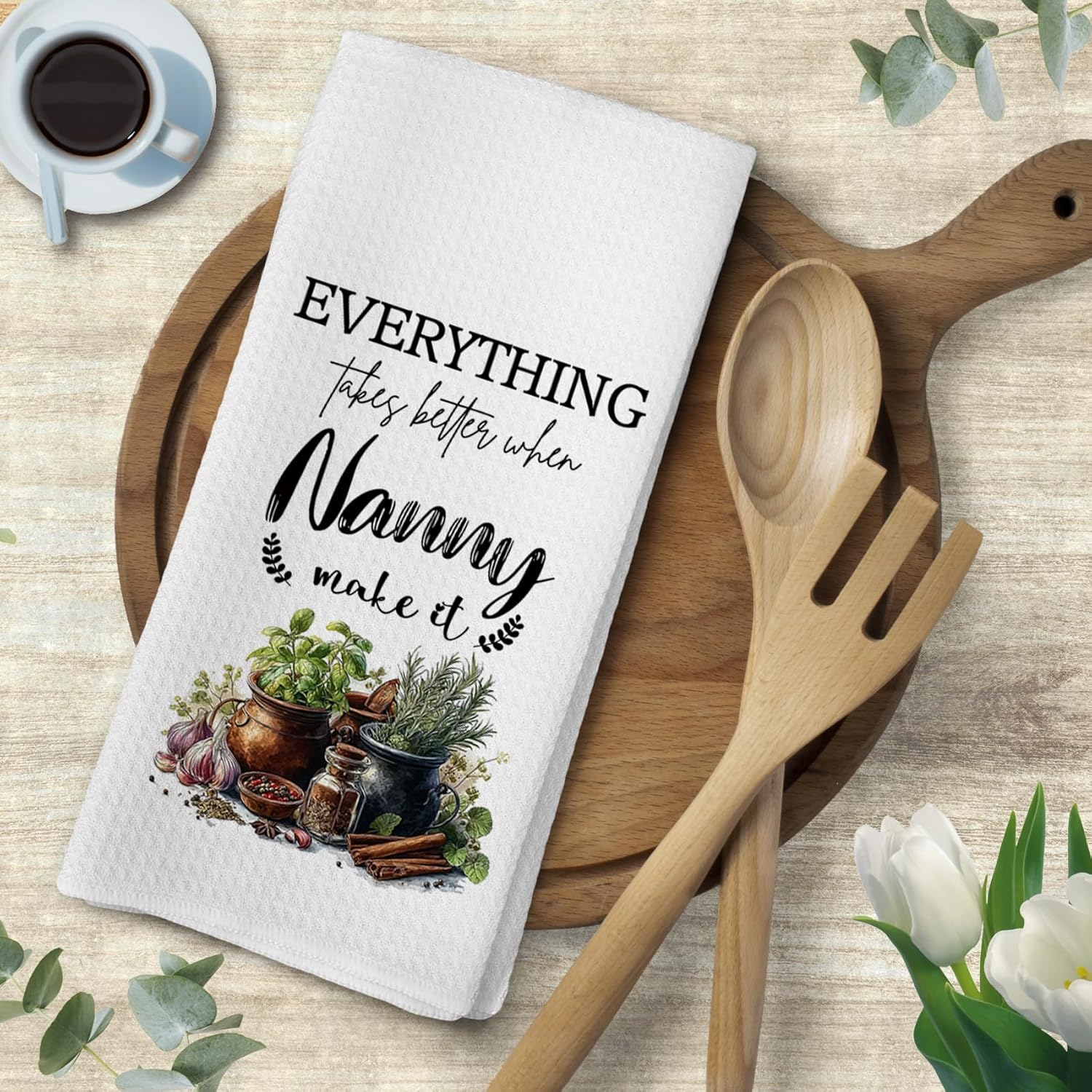 Voatok Nanny Gifts Kitchen Towels, Nanny Gifts from Grandkids Granddaughters Grandsons Hand Towels, Best Grandma Gift for Christmas Birthday Dish Tea Towels for Kitchen, 16x24 Inches - Image 6