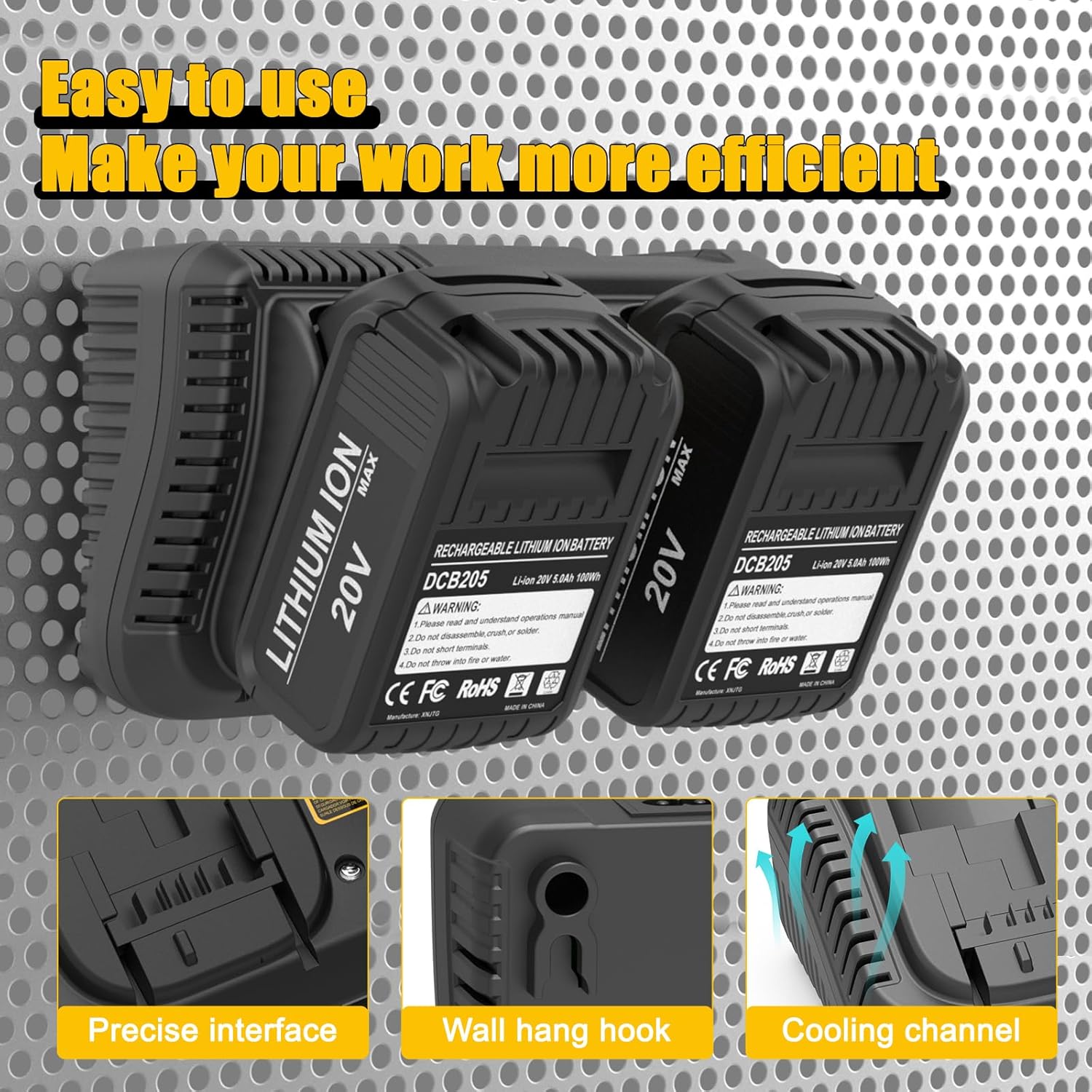 Powilling DCB102BP Replacement Charger for DeWalt DCB102BP 20-Volt MAX Jobsite Charging Station - Image 5