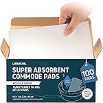Lunderg Super Absorbent Commode Pads - Medical Grade Value Pack 100 Count - for Disposable Bedside Commode Liners, Adult Chairs, Portable Buckets & Camping Toilet Bags - Unscented