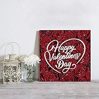 Vista 1 de Canvas Wall Art Print Bathroom Wall Art Decor- Happy Valentine's Day Romantic Rose Dream Shining Starlight Love Heart Artwork Canvas Prints