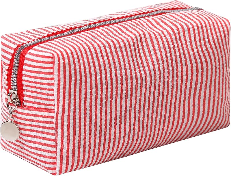 Necessaire de maquiagem OZAOZ em tecido com zíper, modelo M-red