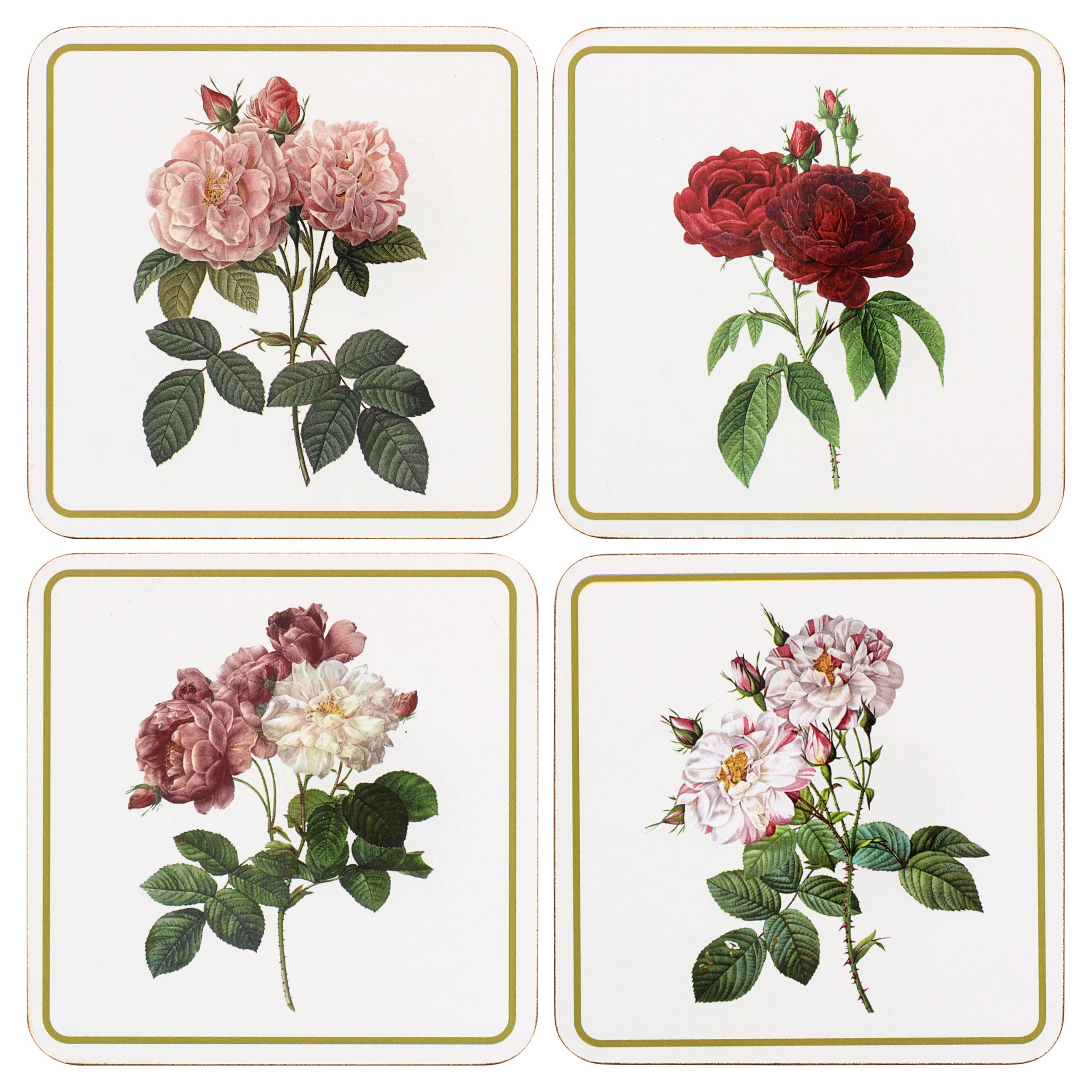 The Leonardo Collection Redoute Rose Pierre Joseph Coasters Set Of 4