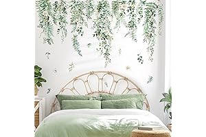 decalmile Large Hanging Vines Wall Decals - Aesthetic Tropical Greenery Paradise