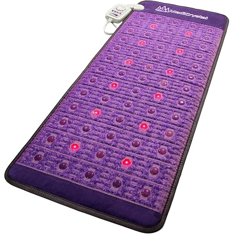 MediCrystal Far Infrared Amethyst Mat - Natural Agates + Photon Red Lights - FDA Registered Manufacturer - Negative Ion - FIR Heating Pad (Midsize 60