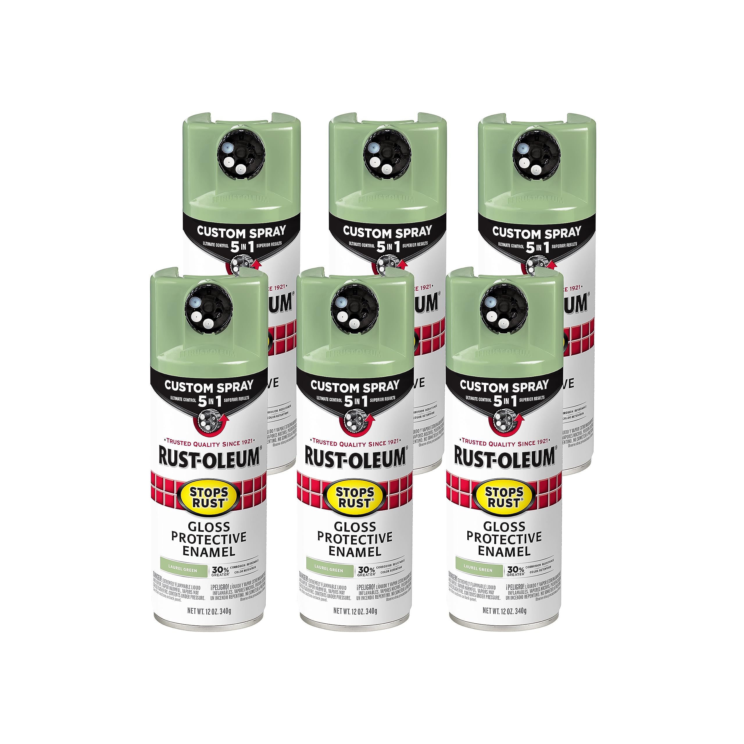 Rust-Oleum Stops Rust Custom 5-in-1 Spray Paint, Gloss Laurel Green