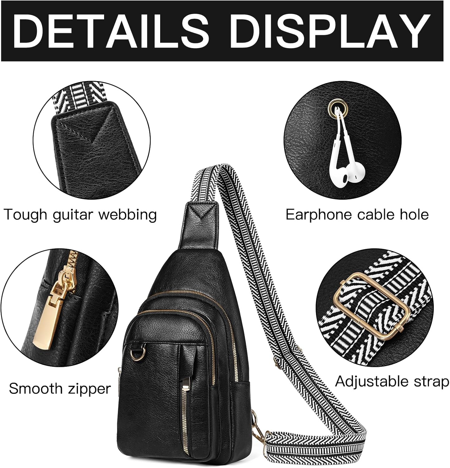 GAEKEAO Sling Bag for Women Crossbody Bags Fanny Pack Vegan Leather Chest Bag Travel Shoulder Belt Purse Backpack Gifts - Image 4