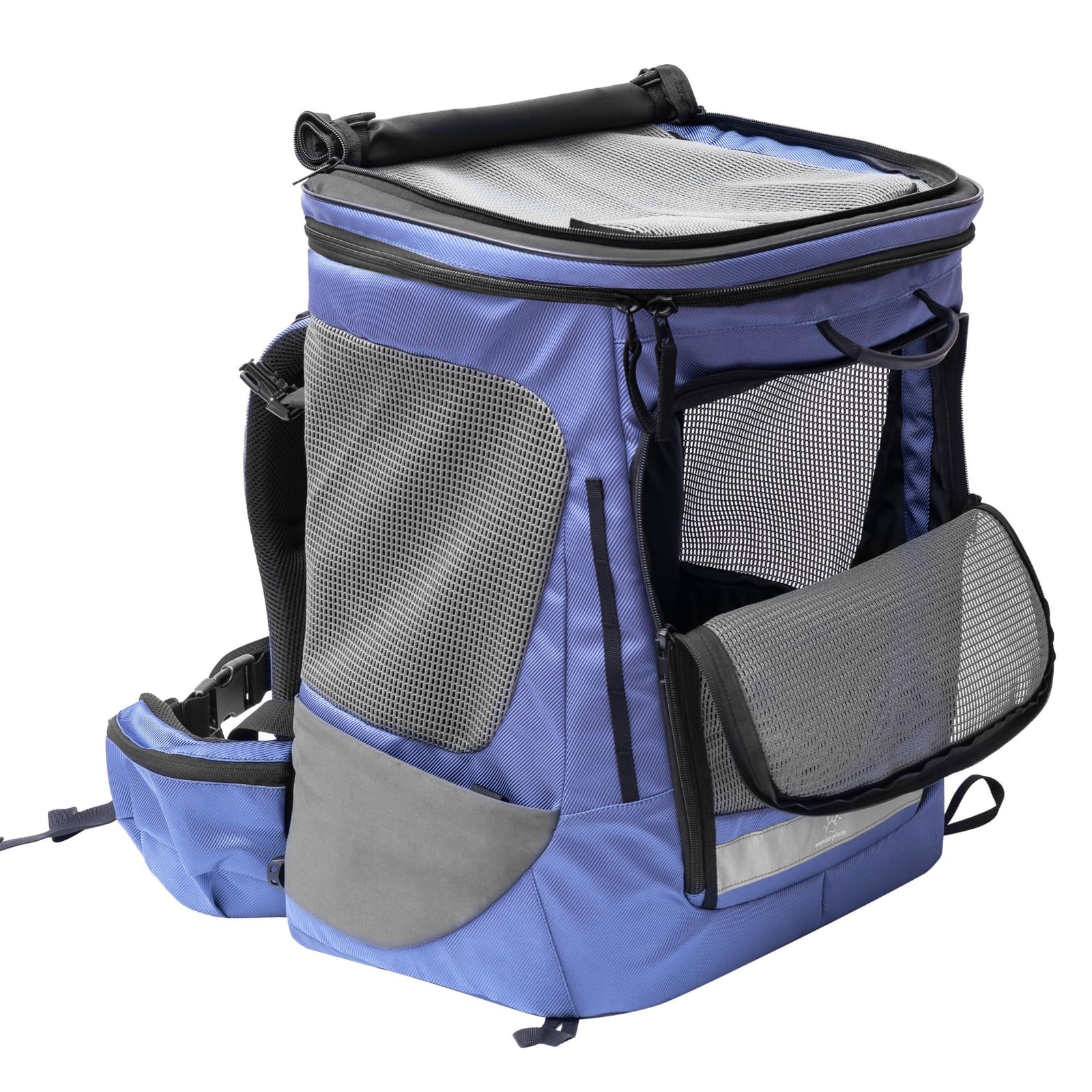 Hunderucksack bis 12kg - Modell Daypack, Größe M, Blau - Premium Rucksack für kleine bis mittelgroße Hunde mit Höhenverstellbarem Tragesystem und viel Raum für den Hund