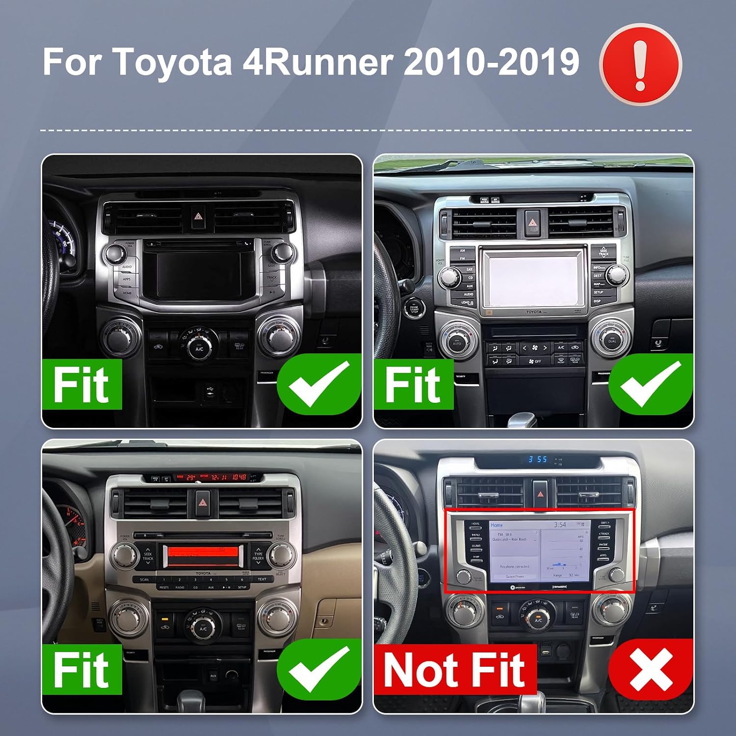 4+64GB Touchscreen Android 14 Car Radio Stereo for Toyota 4Runner 2010-2019 with CarPlay/Android Auto Car Radio, 4K IPS, Support WiFi 6, Bluetooth,5.4, Backup Camera, SWC, JBL