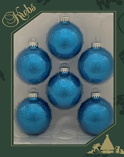 Miniatura 6 de Adornos de vidrio para árbol de Navidad, 2.638 in  2.63 pulgadas 6 piezas bolas de diseño de Christmas By Krebs sin costuras para colgar y decorar