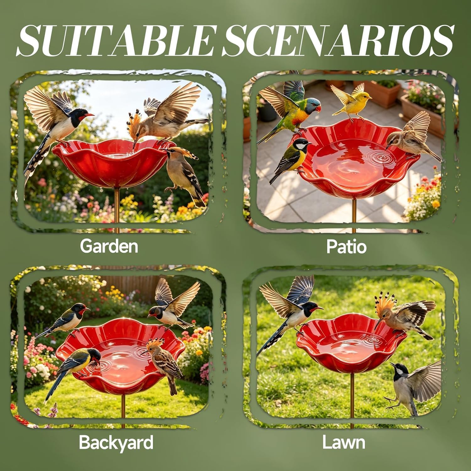 Vogeltränke Blume, Gartenstecker Vogeltränke, Bienentränke, Insektentränke | Vogeltränke Metall für Wildvögel, Dekorative Gartenstecker für Garten,Hinterhof
