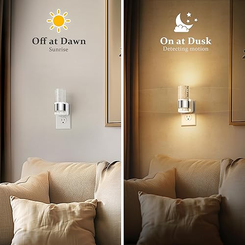 Miniatura 3 de JandCase Luz nocturna, luces nocturnas enchufables a la pared, paquete de 2 luces LED de color blanco cálido de 3000 K con brillo ajustable, luz