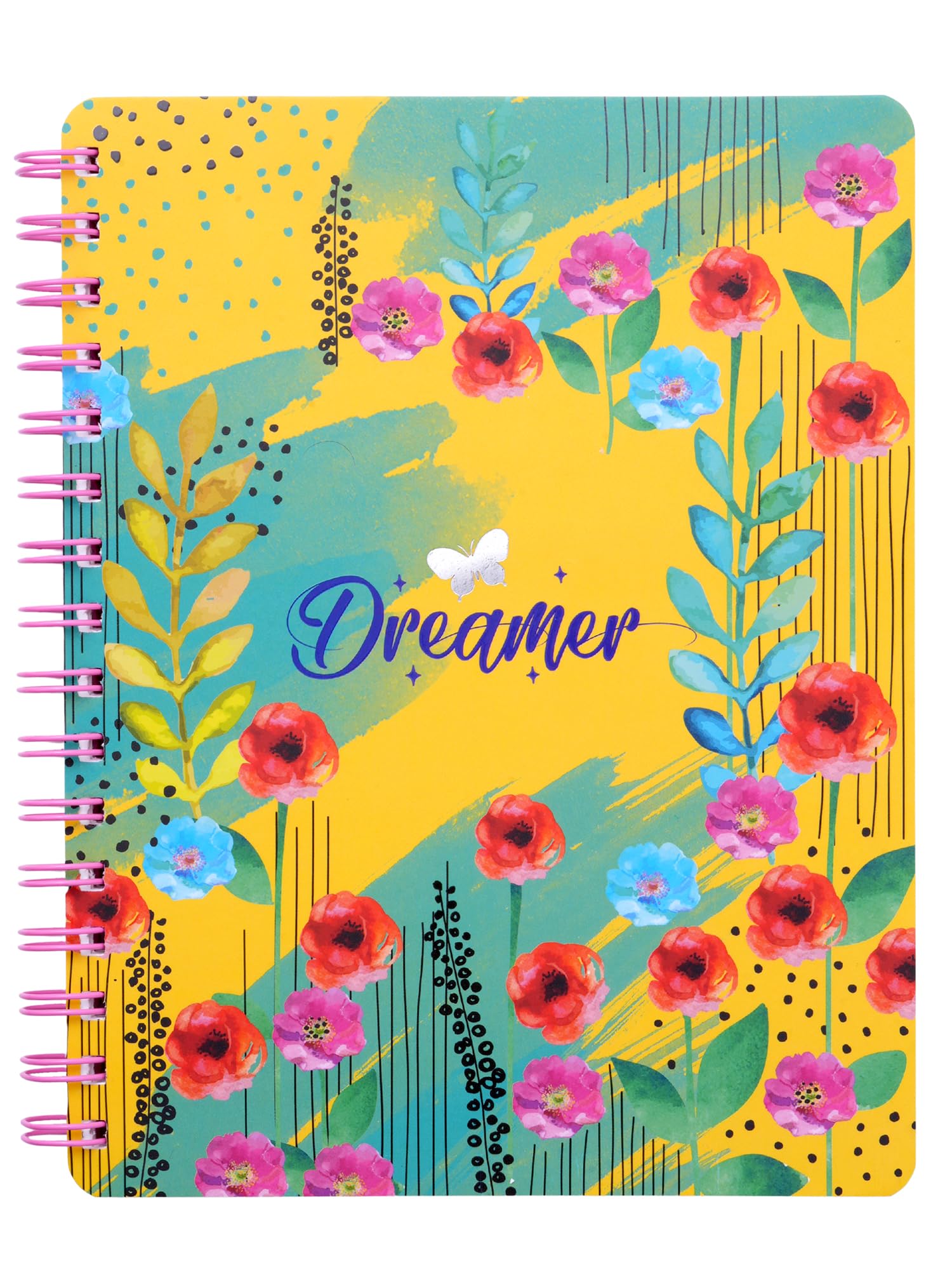 Sponsored Ad - B5 Hardbound Wiro Notebook, 160 Undated Ruled Pages, 80gsm Acid Free Recyclable Paper, Open Flat and Write Comfortably (Flower Fun)