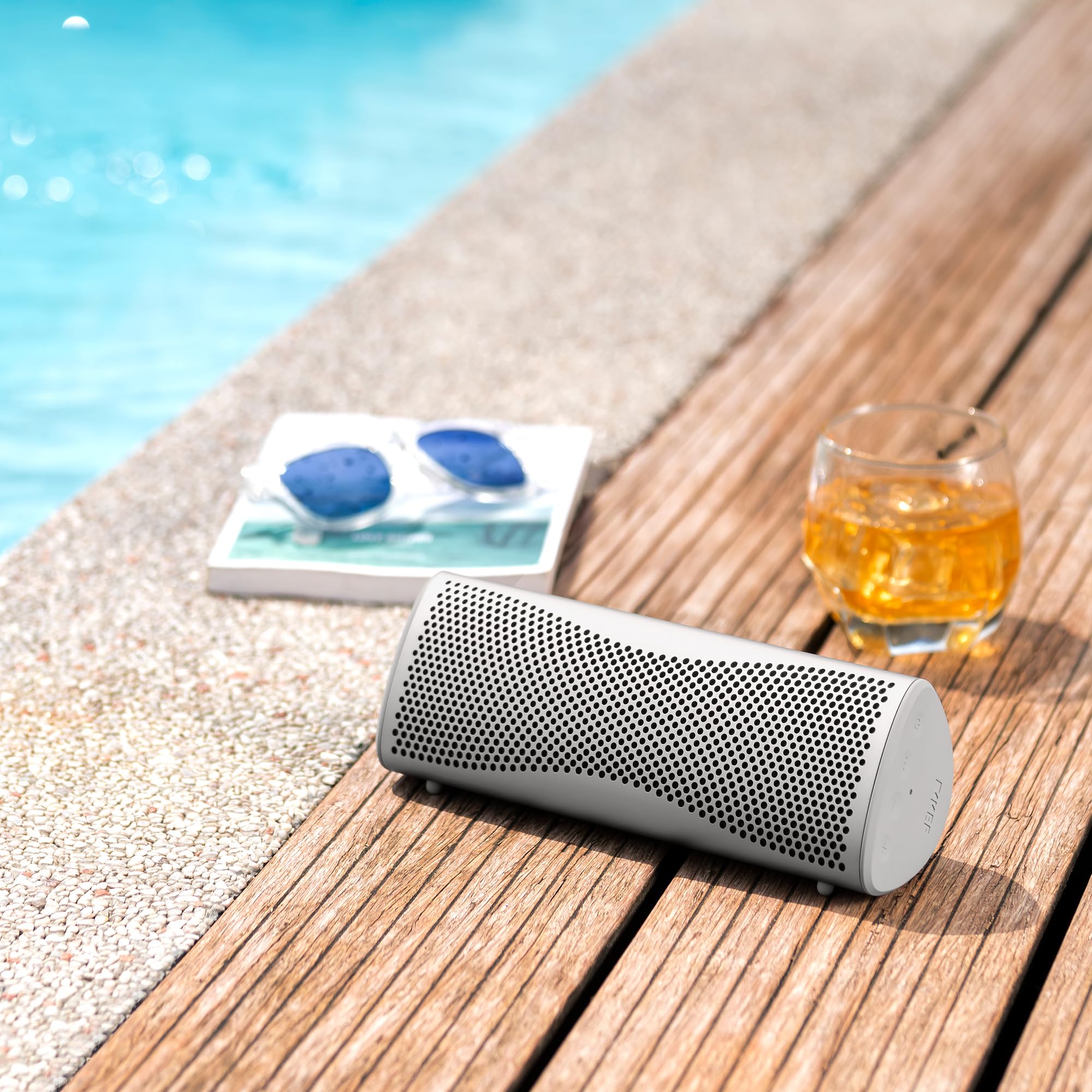 KEF Muo – Enceinte Bluetooth Puissante, Argent | Portable sans Fil | Bluetooth 5.4 aptX Adaptive | USB-C | Certification IP67 Étanche | 24 h d’autonomie | Maison, Extérieur & Voyage