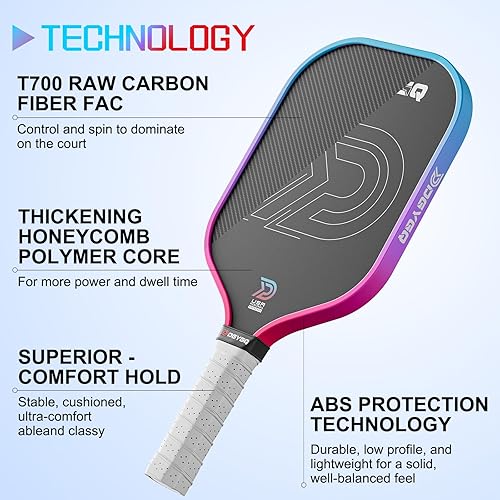Miniatura 2 de Pickleball Paddles, Carbon Fiber Pickleball Paddle with Polypropylene Honeycomb Core, Increased Power for Ultimate Spin & Consistency