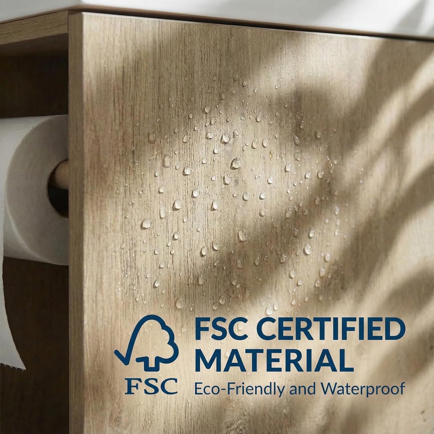 16" Small Bathroom Vanity with Sink - Snaefell Oak:Small Space Fit,2 Toilet Paper Holders & Storage Pocket,Adjustable Shelve,Soft Closing Door & Quiet Hinges,Floor-Standing Extra Storage