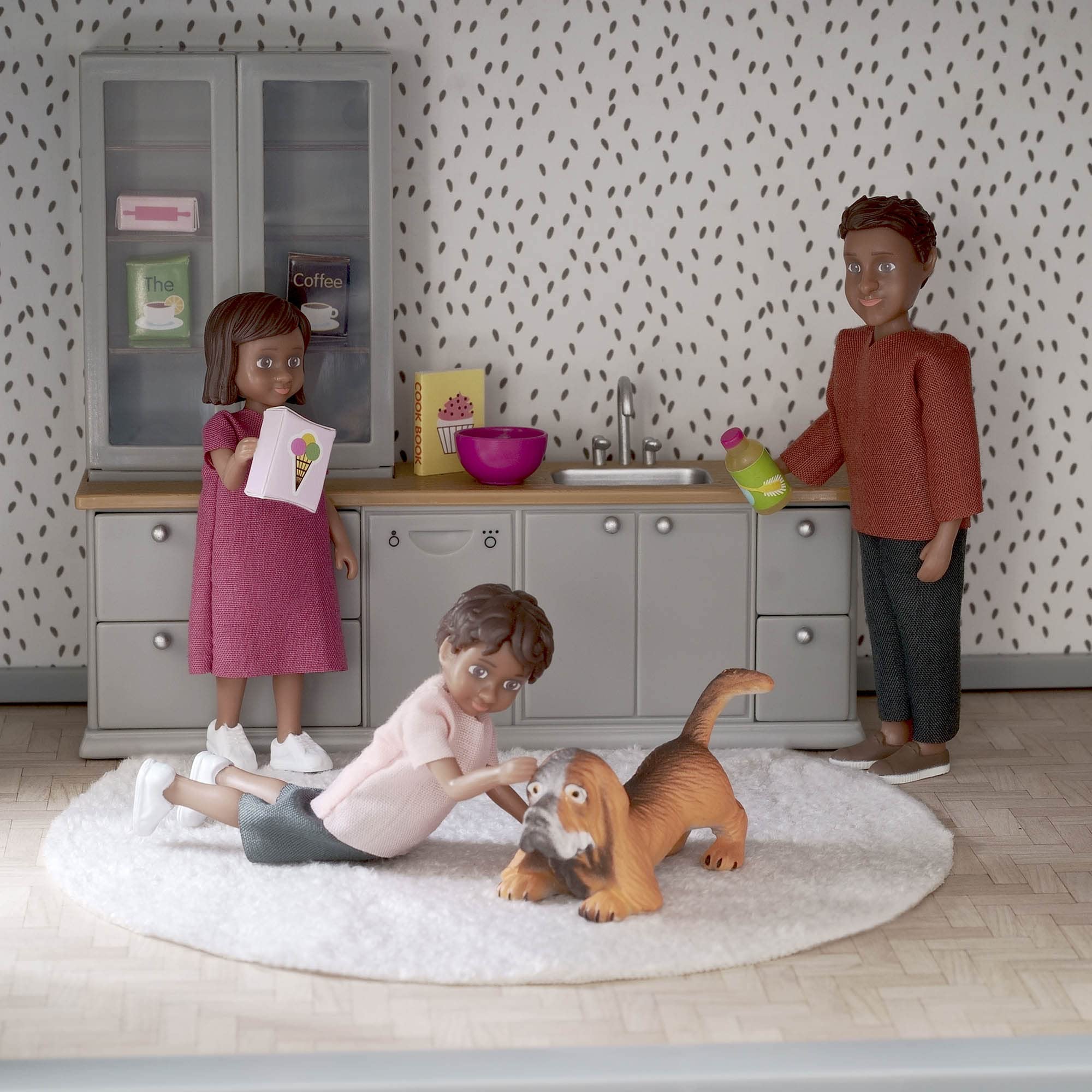 Lundby Zestaw mebli do domku dla lalek - 8 sztuk miniaturowych - Podświetlane akcesoria do domku dla lalek - Meble do domku dla lalek - Meble do domu dla lalek