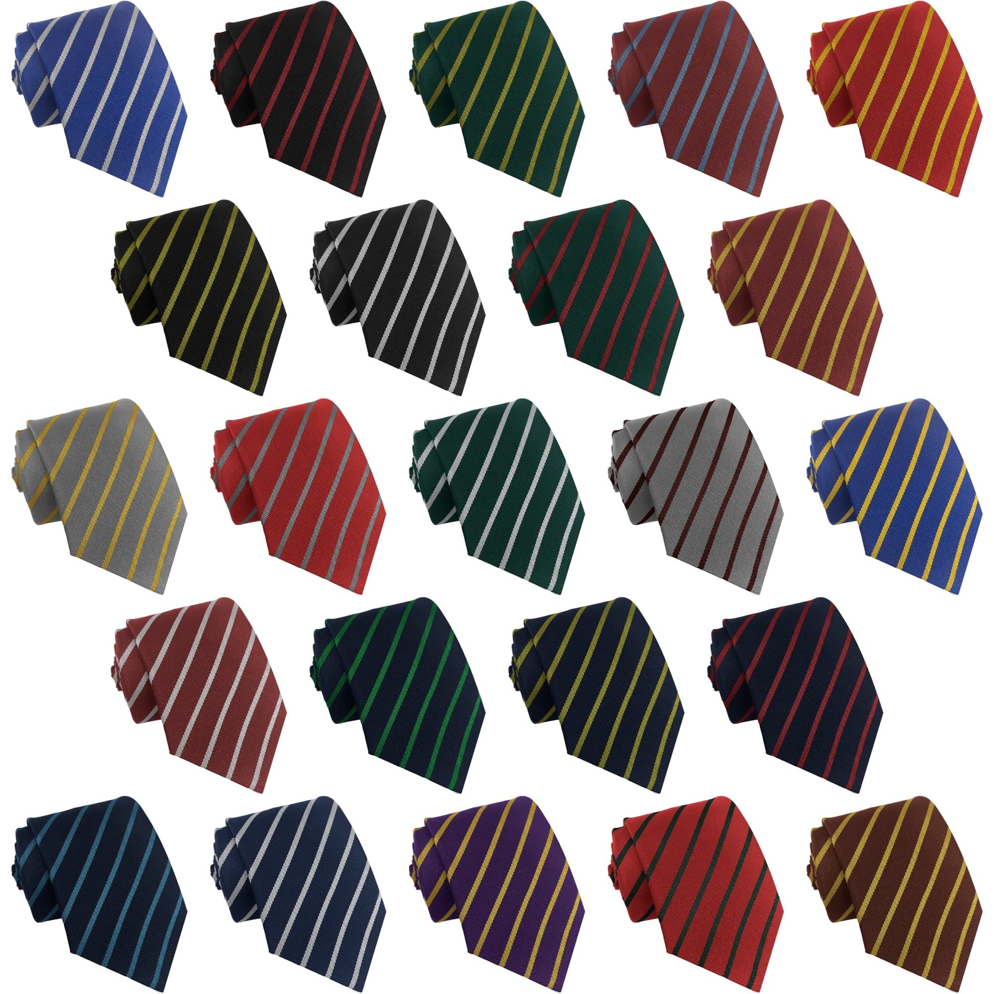 School Ties (21 Single Stripe Variations) High School Senior Size-Royal & White
